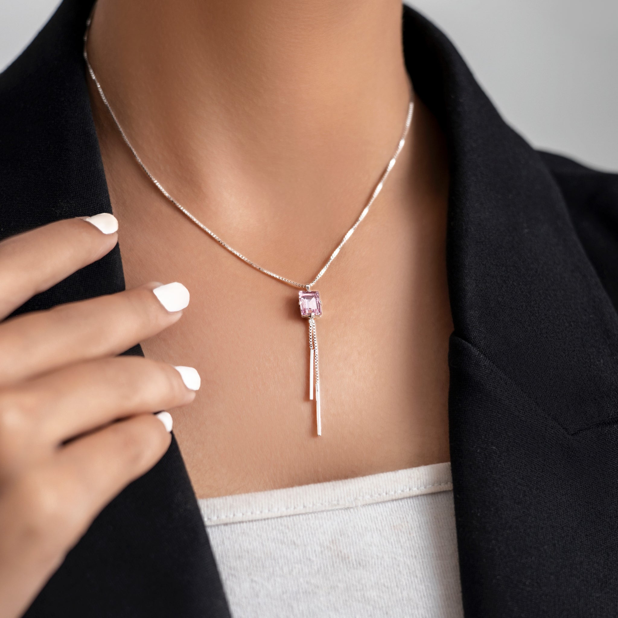 Rose Quartz Lariat Pendant