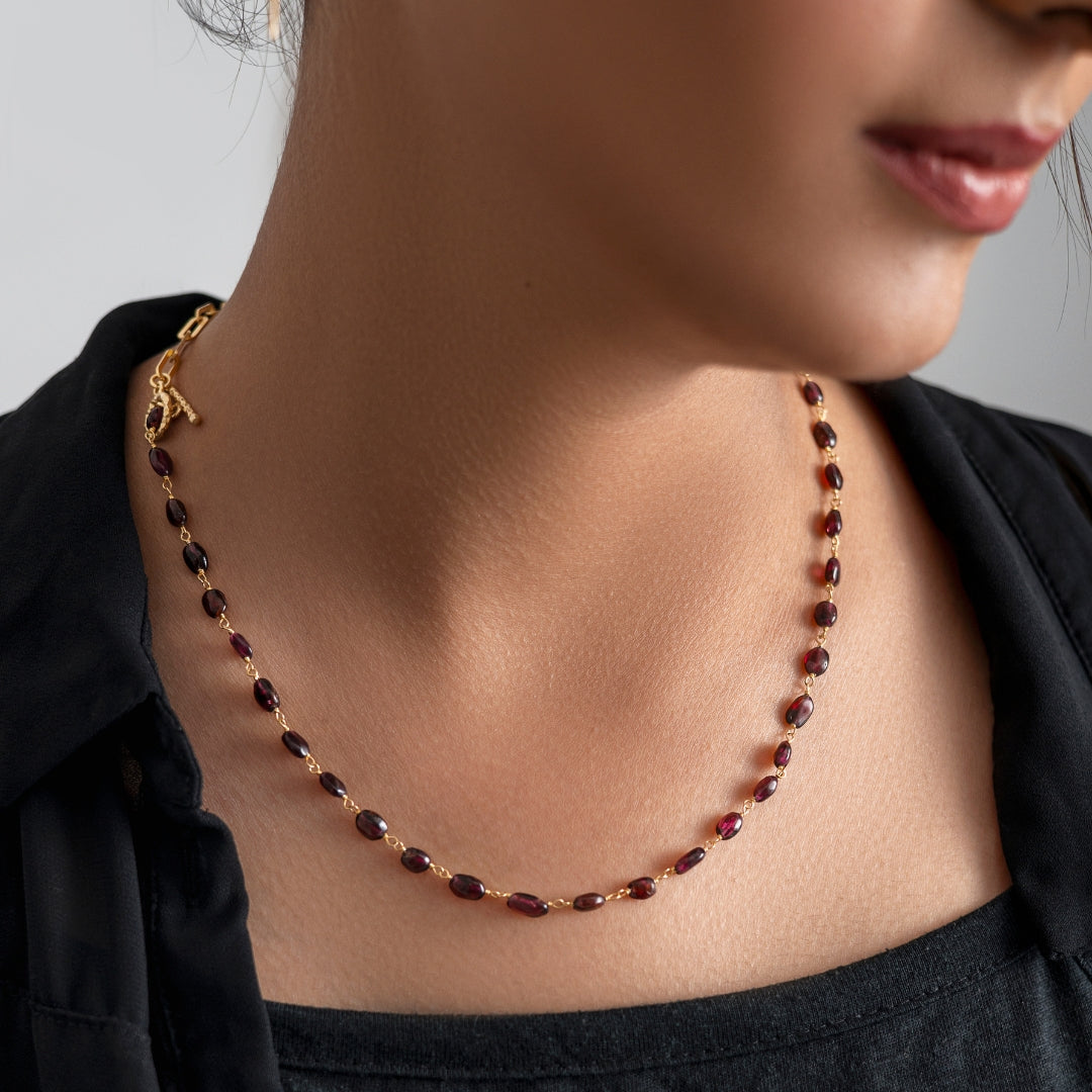 Maroon Bead Chain Necklace