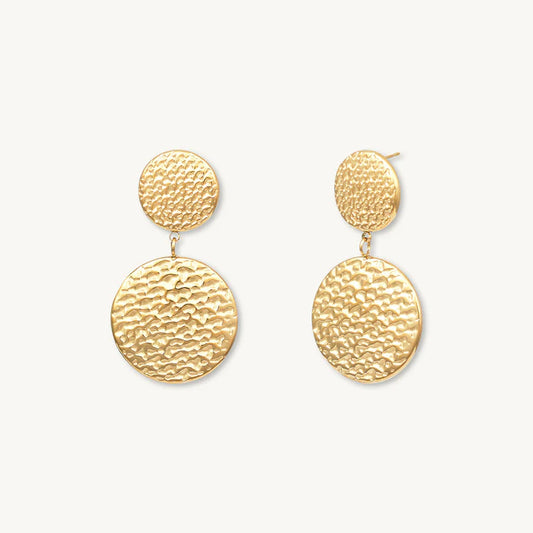 Double Disc Hammered Earrings