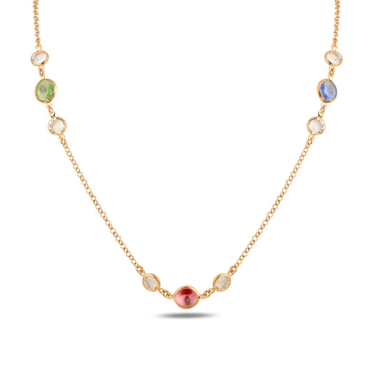Multicolor Gemstone Delicate Long Chain