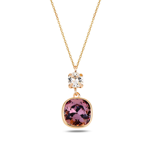 Lavendar & Rose Double Pendant - Gold